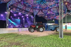 CASE IH tractor for hire hard at work at Bluedot festival